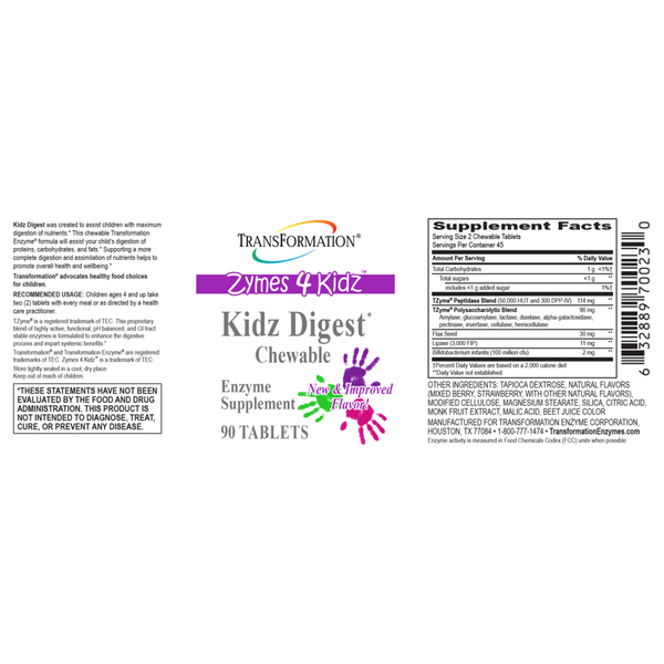 Transformation Enzymes, Kidz Digest Chewable, 90 Tablets