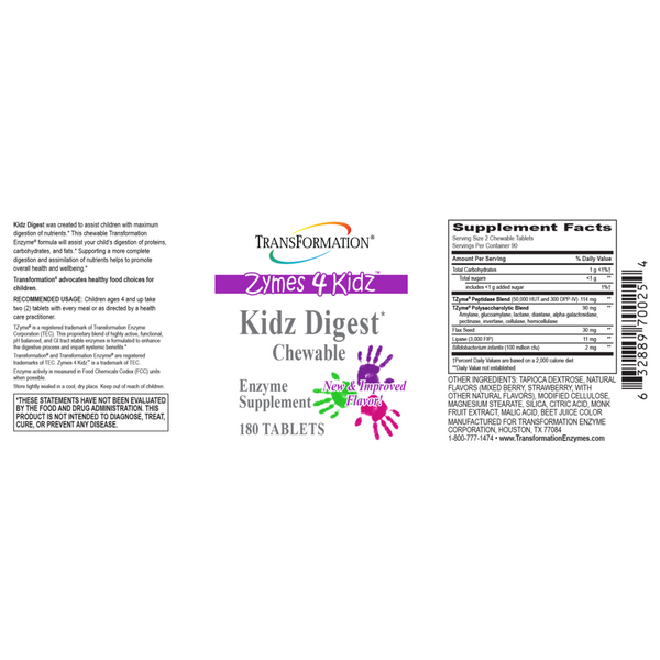 Transformation Enzymes, Kidz Digest Chewable, 180 Tablets
