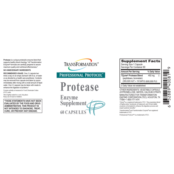 Transformation Enzymes, Protease, 60 Capsules