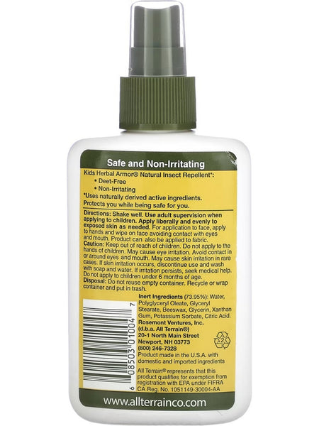All Terrain, Kids Herbal Armor, Natural Insect Repellent, Deet-Free Pump Spray, 4 fl oz