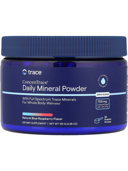 Trace Minerals, ConcenTrace Daily Mineral Powder, Natural Blue Raspberry, 132 g