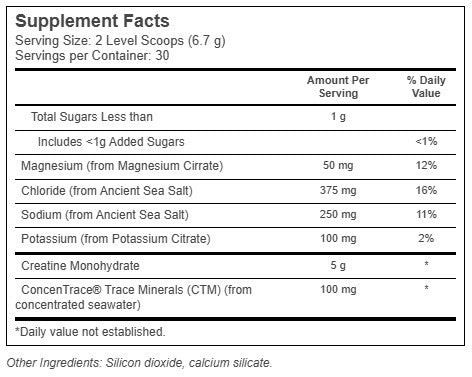 Trace Minerals, Creatine + Electrolytes, Unflavored, 7.09 oz