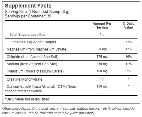 Trace Minerals, Creatine + Electrolytes, Tropical Watermelon, 8.47 oz