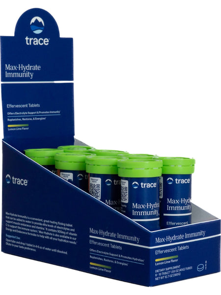 Trace Minerals, TMSPORT, Max-Hydrate Immunity, Lemon Lime Effervescent ...