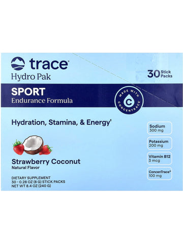 Trace Minerals, Hydro Pak Sport, Strawberry Coconut, 30 Stick Packs