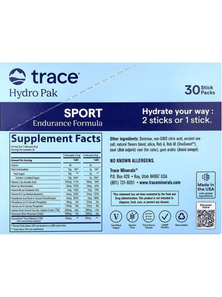 Trace Minerals, Hydro Pak Sport, Strawberry Coconut, 30 Stick Packs