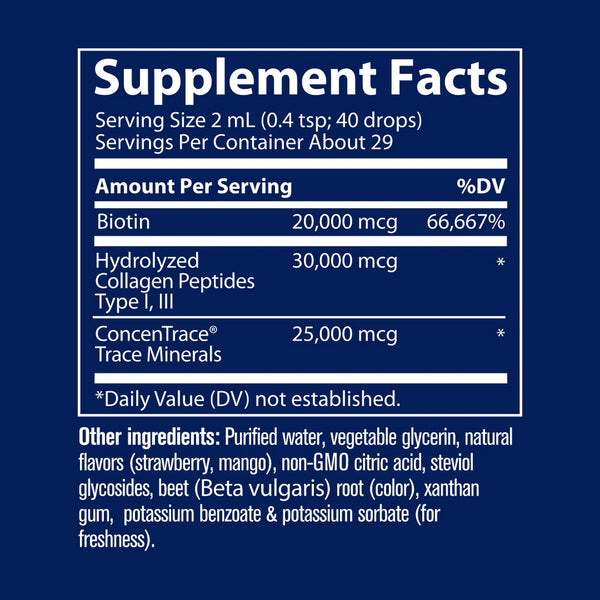 Trace Minerals, Ionic Biotin + Collagen, 75,000 mcg, 2 fl oz