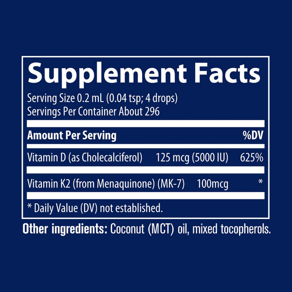 Trace Minerals, Ionic D3 & K2, 125 mcg (5,000 IU) D3, 100 mcg K2 (MK-7), 2 fl oz