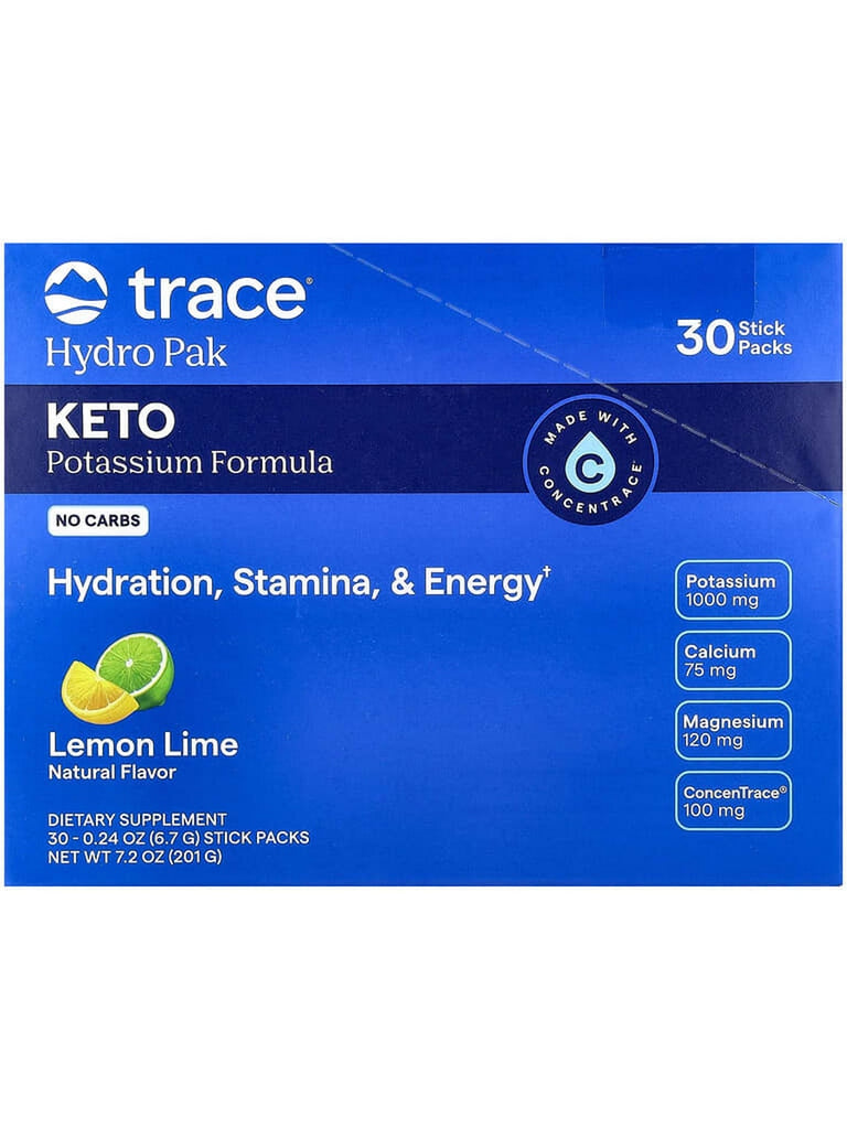 Trace Minerals, Hydro Pak Keto, Lemon Lime, 30 Stick Packs