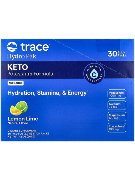Trace Minerals, Hydro Pak Keto, Lemon Lime, 30 Stick Packs