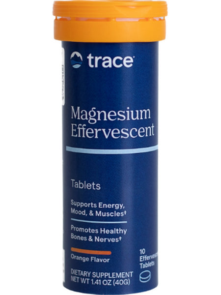 Trace Minerals, Magnesium Effervescent Tablets, Orange, 10 Tablets