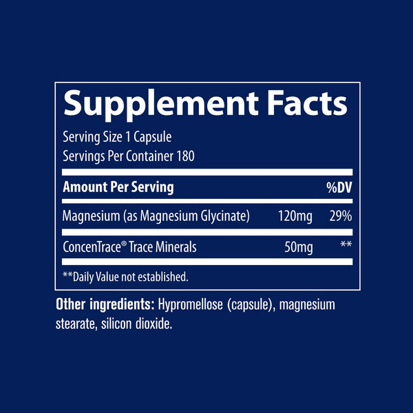 Trace Minerals, Magnesium Glycinate, 120 mg/serving, 180 Capsules