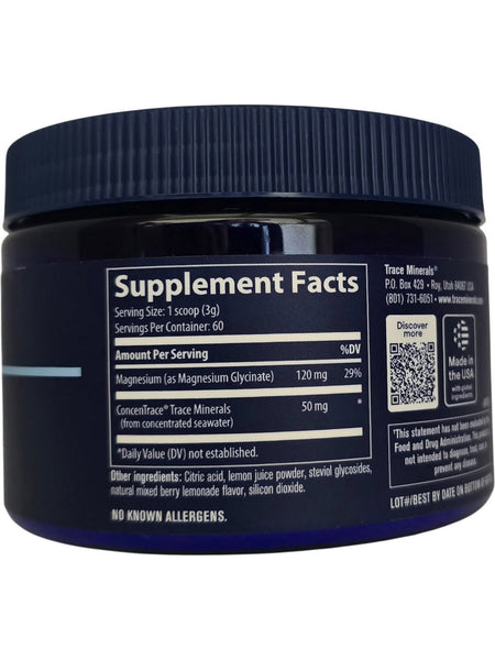 Trace Minerals, Magnesium Glycinate Powder, Mixed Berry Lemonade, 180 g