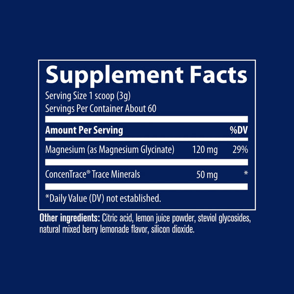 Trace Minerals, Magnesium Glycinate Powder, Mixed Berry Lemonade, 180 g