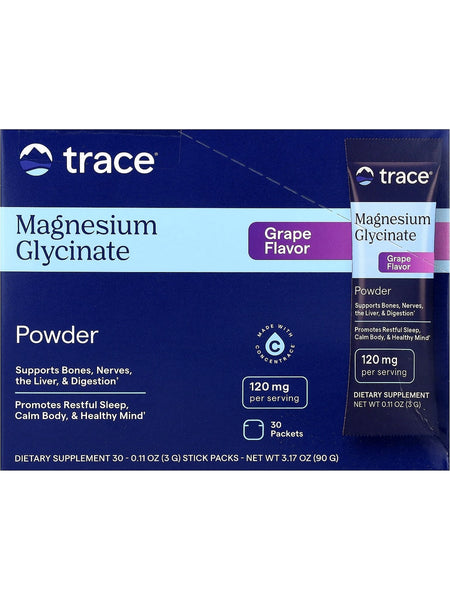 Trace Minerals, Magnesium Glycinate Powder, Grape, 30 Packets
