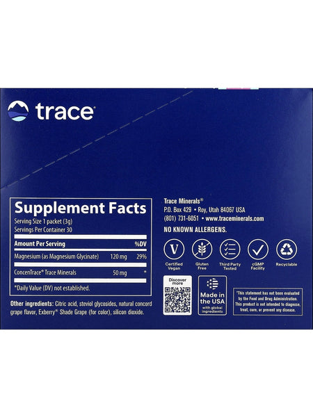 Trace Minerals, Magnesium Glycinate Powder, Grape, 30 Packets