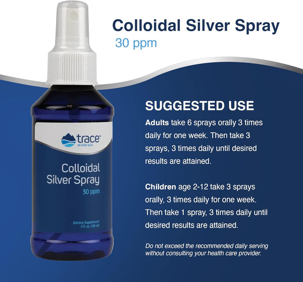 Trace Minerals, Colloidal Silver Spray 30 PPM, 4 fl oz