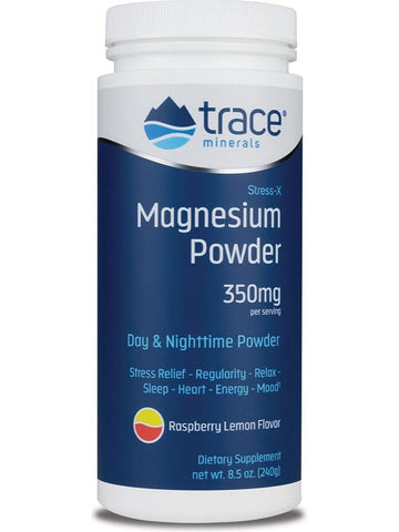 Trace Minerals, Stress X Magnesium Powder Rasp, Lemon, 8.5 oz