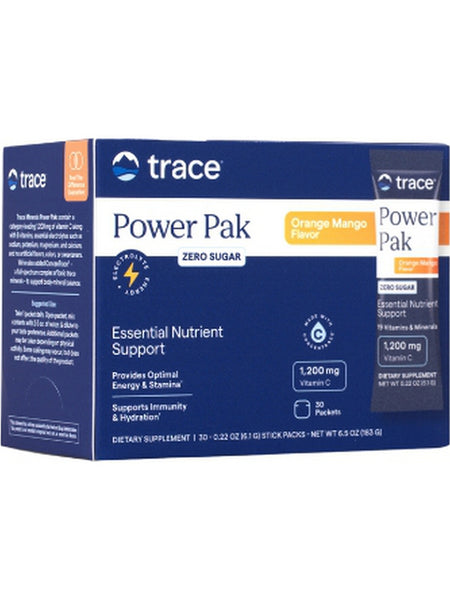 Trace Minerals, Electrolyte Stamina Power Pak Zero Sugar, Orange Mango, 30 Packets