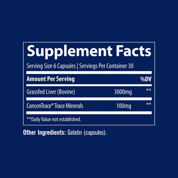 Trace Minerals, TMAncestral Grass Fed Beef Liver, 180 Capsules