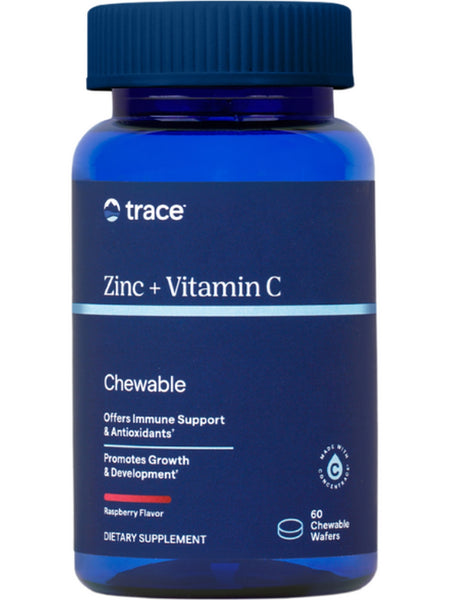 Trace Minerals, Zinc + Vitamin C Chewable, Raspberry, 60 Gummies
