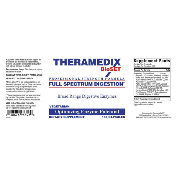 Theramedix BioSET, Full Spectrum Digestion, 180 Capsules