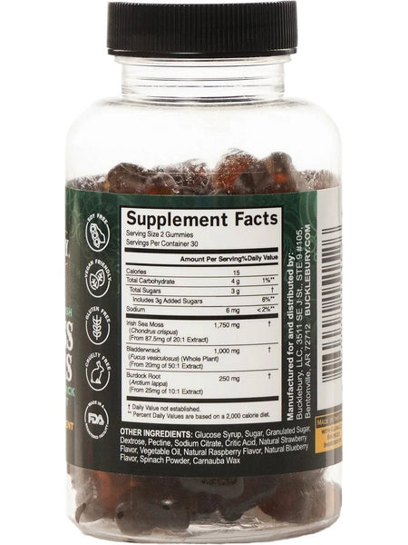 Bucklebury, Wild Crafted Irish Sea Moss Gummies, 60 Gummies