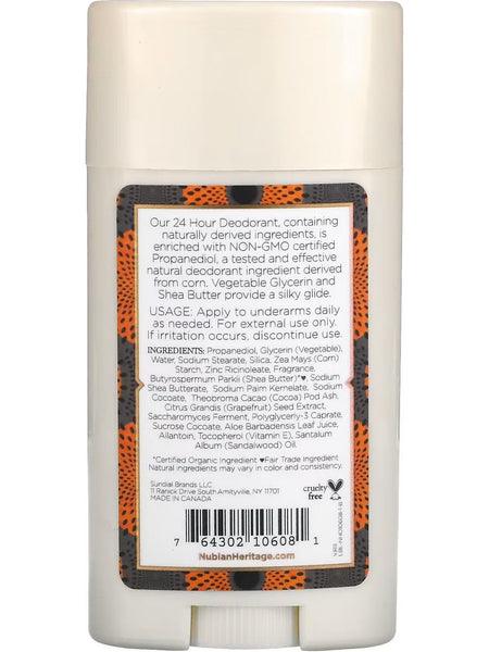 Nubian Heritage, Deodorant African Black Soap, 2.25 oz