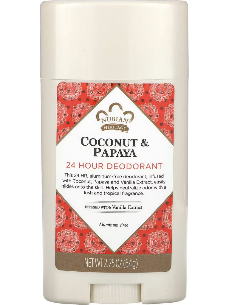 Nubian Heritage, Deodorant Coconut Papaya, 2.25 oz