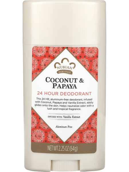 Nubian Heritage, Deodorant Coconut Papaya, 2.25 oz