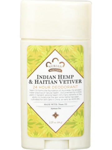 Nubian Heritage, Deodorant Indian Hemp & Vetiver, 2.25 oz
