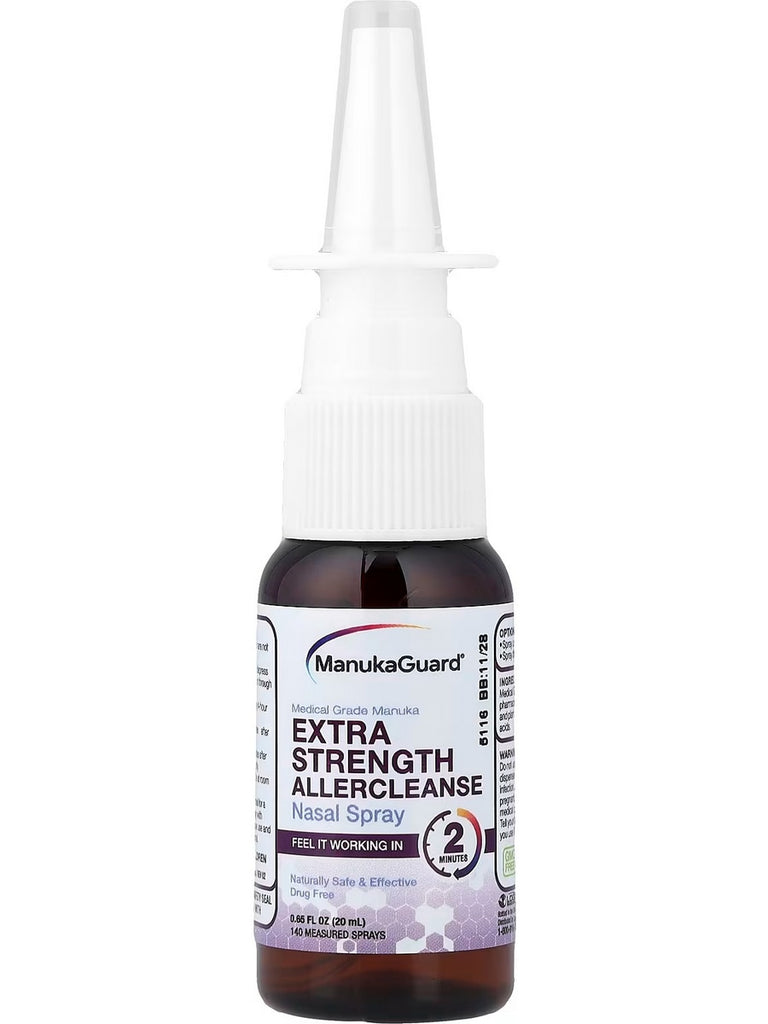 ManukaGuard, Medical Grade Manuka Honey, Nasal Spray Allercleanse, Extra Strength, 0.65 fl oz