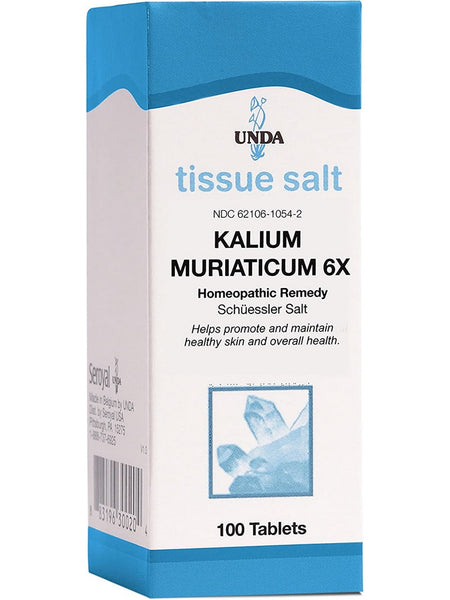 UNDA, Kalium Muriaticum 6X Homeopathic Remedy, 100 Tablets