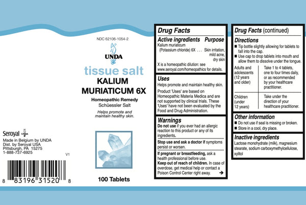 UNDA, Kalium Muriaticum 6X Homeopathic Remedy, 100 Tablets