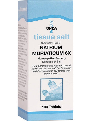 UNDA, Natrium Muriaticum 6X Homeopathic Remedy, 100 Tablets