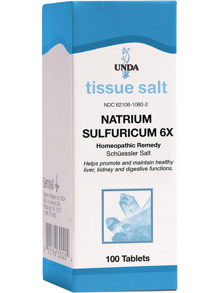UNDA, Natrium Sulfuricum 6X Homeopathic Remedy, 100 Tablets