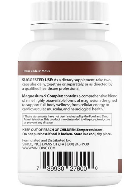 Vinco, Magnesium-9 Complex, 60 Vegetarian Capsules