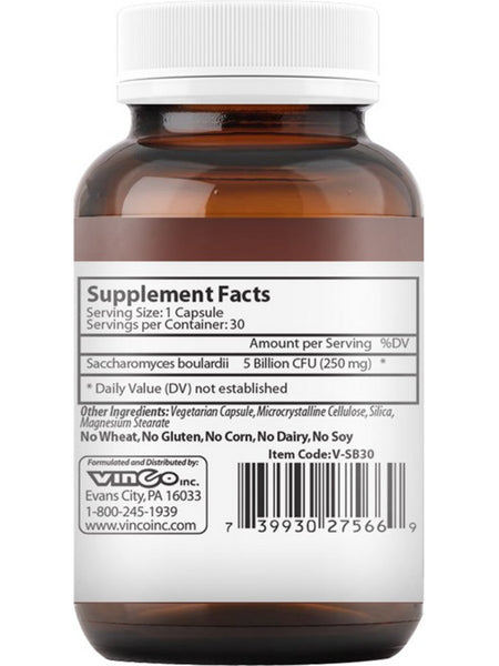 Vinco, Probiotic S. boulardii, 5 Billion CFU, 250 mg, 30 Vegetable Capsules