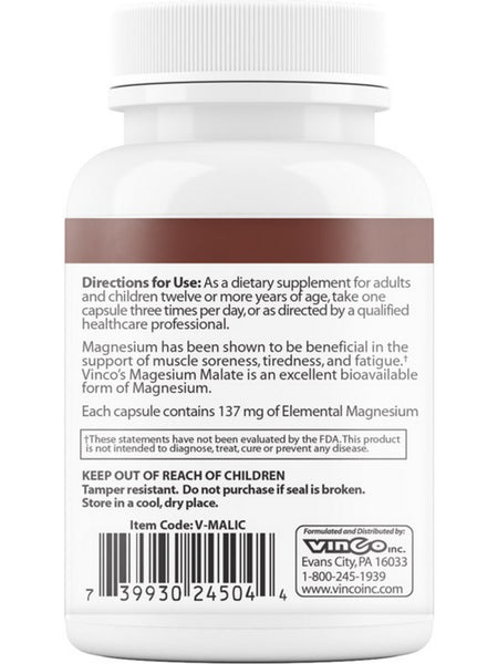 Vinco, Magnesium Malate, 90 Vegetable Capsules