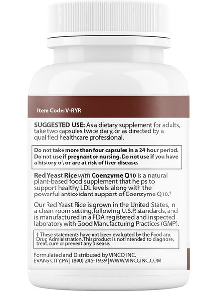 Vinco, Red Yeast Rice with Coenzyme Q10, 120 Vegetarian Capsules