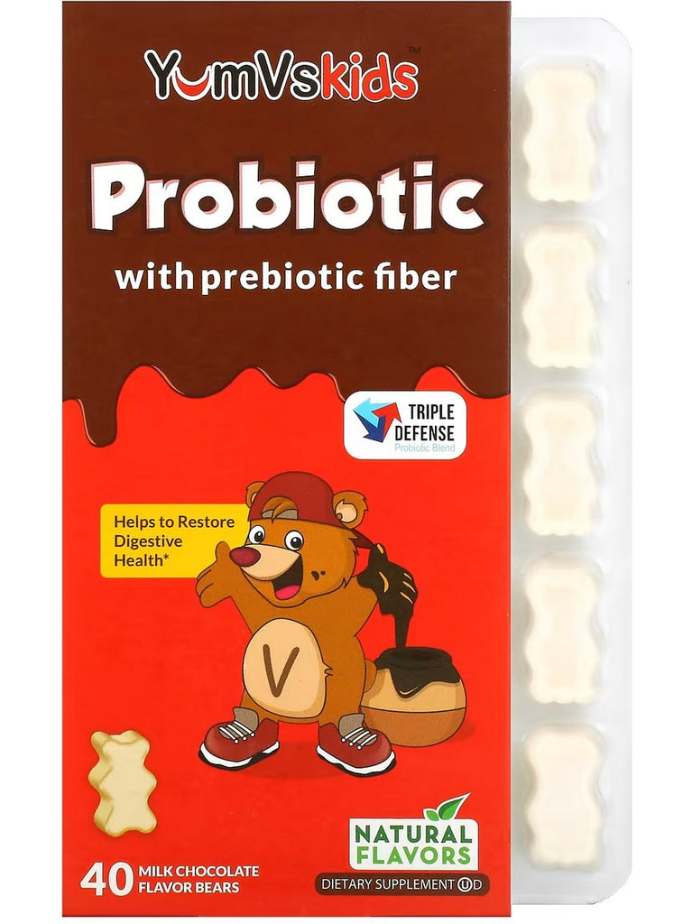 YumV's, Probiotic with Prebiotic Fiber, Milk Chocolate, 40 Flavor Bears
