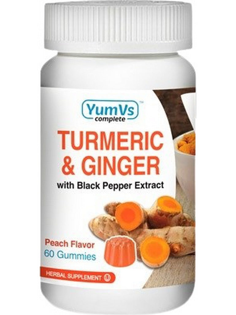 YumV's, Turmeric and Ginger with Black Pepper Extract, Peach, 60 Gummies