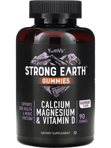 YumV's, Strong Earth Gummies, Calcium Magnesium and Vitamin D, Raspberry, 90 Gummies