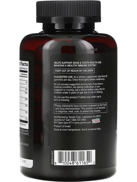 YumV's, Strong Earth Gummies, Calcium Magnesium and Vitamin D, Raspberry, 90 Gummies