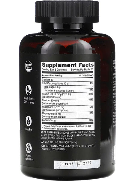 YumV's, Strong Earth Gummies, Calcium Magnesium and Vitamin D, Raspberry, 90 Gummies