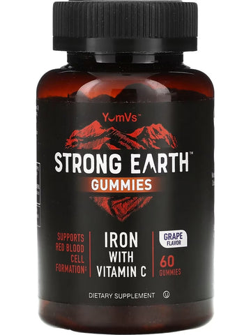 YumV's, Strong Earth Gummies, Iron with Vitamin C, Grape, 60 Gummies