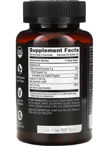YumV's, Strong Earth Gummies, Iron with Vitamin C, Grape, 60 Gummies