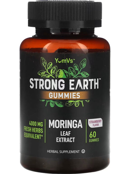 YumV's, Strong Earth Gummies, Moringa Leaf Extract, 4000 mg, Strawberry, 60 Gummies