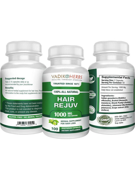 Vadik Herbs, Hair Rejuv, 1,000 mg, 100 Vegetarian Capsules