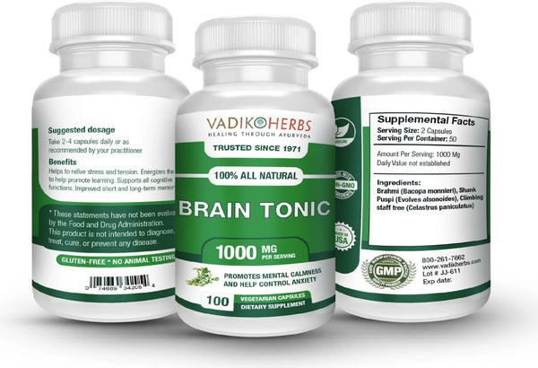Vadik Herbs, Brain Tonic, 100 ct